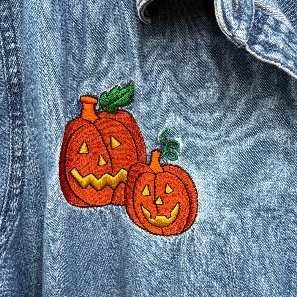 Denim Chambray Long Sleeve Button Up Basic Editio… - image 4